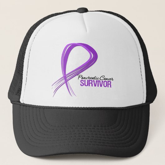 Grunge Ribbon Pancreatic Cancer Survivor Trucker Pet (Voorkant)
