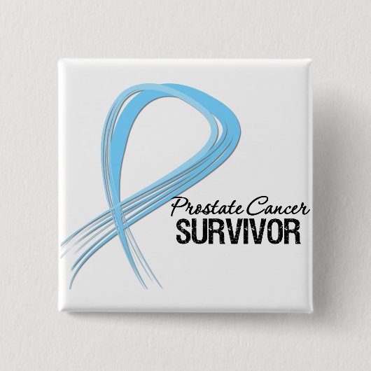 Grunge Ribbon Prostate Cancer Survivor Vierkante Button 5,1 Cm (Voorkant)
