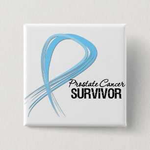 Grunge Ribbon Prostate Cancer Survivor Vierkante Button 5,1 Cm