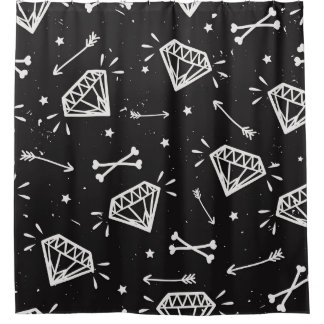 Grunge rock: diamanten, botten. douchegordijn