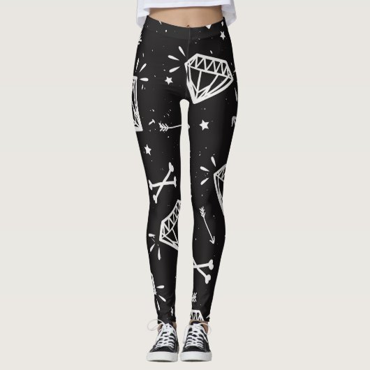 Grunge rock: diamanten, botten. leggings (Voorkant)