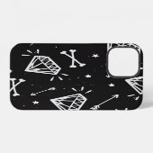 Grunge rock: diamanten, botten patroon. iPhone hoesje (Achterkant horizontaal)