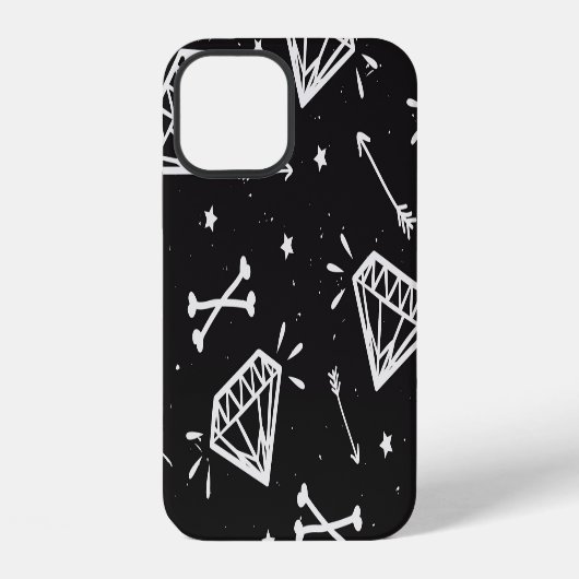 Grunge rock: diamanten, botten patroon. iPhone hoesje (Achterkant)