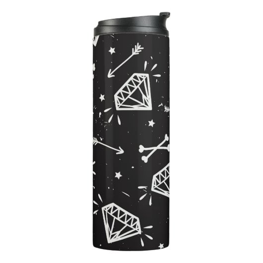 Grunge rock: diamanten, botten. thermosbeker (Gedraaid links)