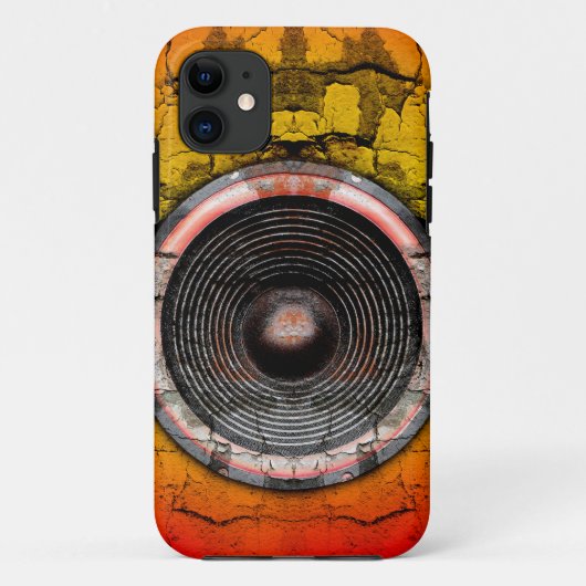 Grunge rode en oranje muziekluidspreker Case-Mate iPhone case (Achterkant)