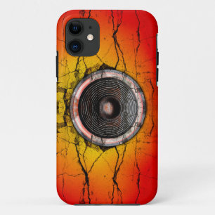 Grunge rode en oranje muziekluidspreker Case-Mate iPhone case