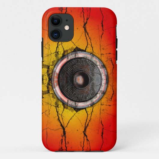 Grunge rode en oranje muziekluidspreker Case-Mate iPhone case (Achterkant)