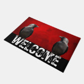 Grunge Rode Mat Twee Raven Deurmat (Schuin)