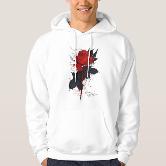 Grunge Rode Roos Hoodie (Voorkant)