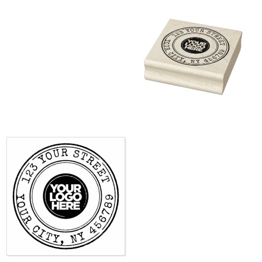 Grunge ronde Logo retouradres Inktkussen + Rubberstempel (Gestempeld)