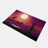 Grunge rood vloerkleed twee paarden deurmat (Schuin)