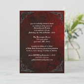 Grunge Roos Damask Gothic Invitation Kaart (Staand voorkant)