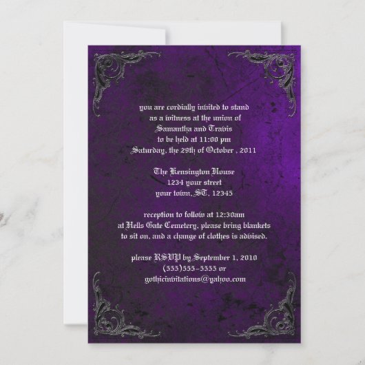 Grunge Roos Damask Gothic Invitation Kaart (Voorkant)