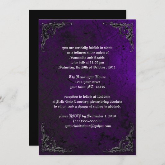 Grunge Roos Damask Gothic Invitation Kaart (Voorkant / Achterkant)