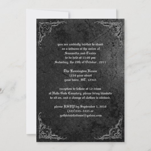 Grunge Roos Damask Gothic Invitation Kaart (Voorkant)