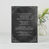 Grunge Roos Damask Gothic Invitation Kaart (Staand voorkant)