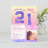 Grunge roze foto Verjaardag uitnodiging (Staand voorkant)