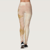 ** Grunge Roze Gouden Glitter Distressed Golden Leggings (Achterkant)