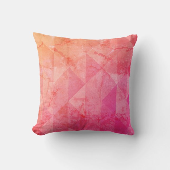 Grunge roze oranje aquarel aangepaste naam tekst kussen (Voorkant)