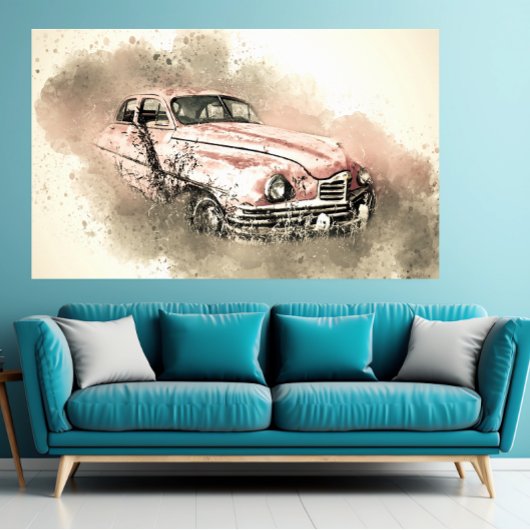 Grunge Roze Vintage Auto Tijdloze Retro Charm Poster