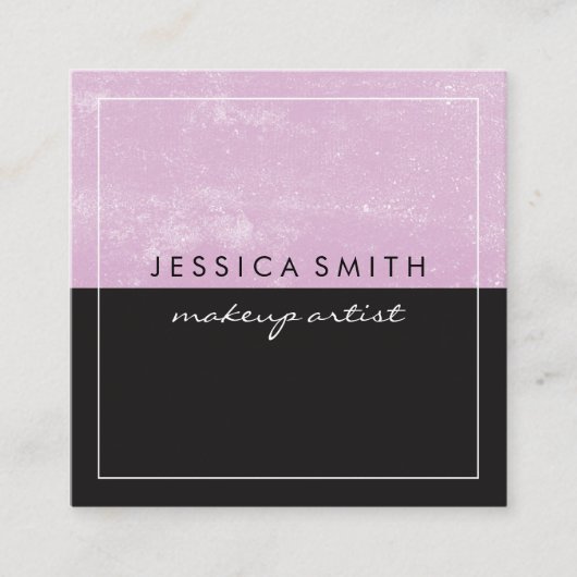 Grunge roze zwart twee toon met witte rand vierkante visitekaartje (Voorkant)