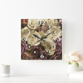 Grunge, rozen, foto vierkante klok (Huis)