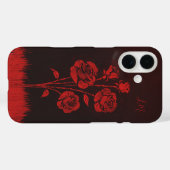 Grunge Rozen Zwart Rood Monogram Aangepaste naam Case-Mate iPhone Case (Achterkant (horizontaal))