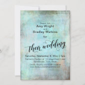 Grunge, Rustic Aqua Hun bruiloft kalligrafie Kaart (Voorkant)