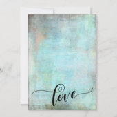 Grunge, Rustic Aqua Hun bruiloft kalligrafie Kaart (Achterkant)
