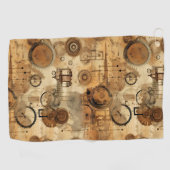 Grunge Rustic Steampunk Klok Golfhanddoek (Horizontaal)
