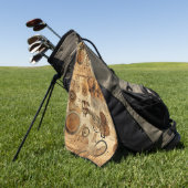 Grunge Rustic Steampunk Klok Golfhanddoek (Groen)