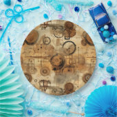 Grunge Rustic Steampunk Klok Papieren Bordje (Feest)