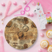 Grunge Rustic Steampunk Klok Papieren Bordje (Feest)