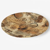 Grunge Rustic Steampunk Klok Papieren Bordje (Gekanteld)