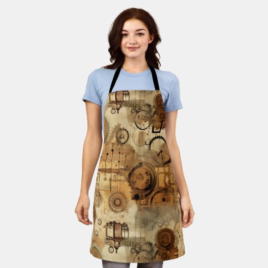 Grunge Rustic Steampunk Klok Schort (Gedragen)