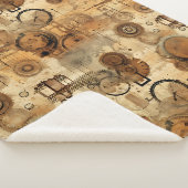 Grunge Rustic Steampunk Klok Sherpa Deken (3/4)