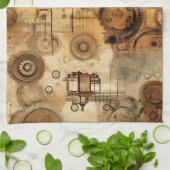 Grunge Rustic Steampunk Klok Theedoek (Gevouwen)