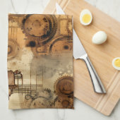 Grunge Rustic Steampunk Klok Theedoek (Quarter Fold)