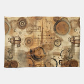 Grunge Rustic Steampunk Klok Theedoek (Horizontaal)