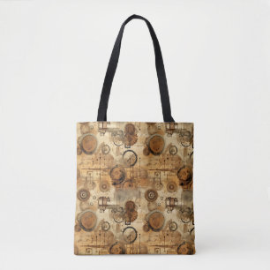 Grunge Rustic Steampunk Klok Tote Bag