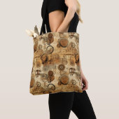 Grunge Rustic Steampunk Klok Tote Bag (Dichtbij)