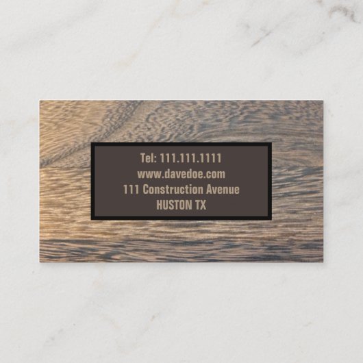 grunge rustieke houtnerf constructie timmerwerk visitekaartje (Achterkant)