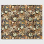 Grunge rustieke Steampunk klok (10) Cadeaupapier (Vlak)