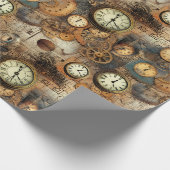 Grunge rustieke Steampunk klok (10) Cadeaupapier (Hoek)