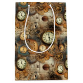 Grunge rustieke Steampunk klok (10) Medium Cadeauzakje (Voorkant)