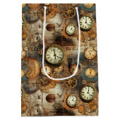 Grunge rustieke Steampunk klok (10) Medium Cadeauzakje (Achterkant)