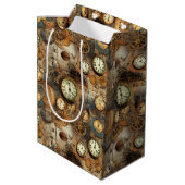 Grunge rustieke Steampunk klok (10) Medium Cadeauzakje (Achterkant Gekanteld)