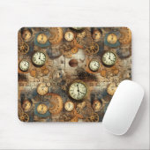 Grunge rustieke Steampunk klok (10) Muismat (Met muis)