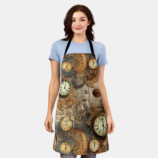 Grunge rustieke Steampunk klok (10) Schort (Gedragen)