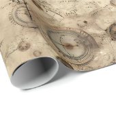 Grunge rustieke Steampunk klok (11) Cadeaupapier (Rol Hoek)